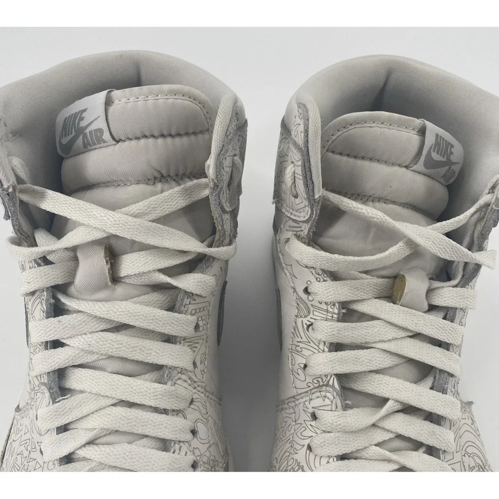 Air Jordan 1 HI OG Laser‎ White Met Silver 705289-100 Retro High top US Size 10
